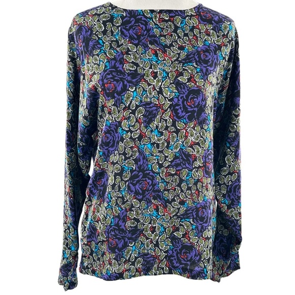Vintage top size M multicolored floral long sleeve granny core 80s
